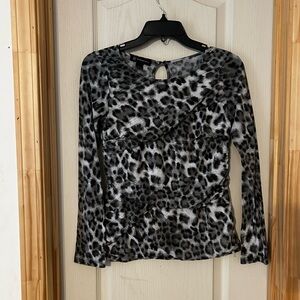 INC International Concepts Black Gray Fitted Cut Out Blouse